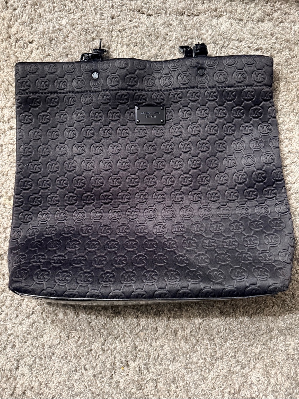 Michael Kors Black Jet Set Neoprene Embossed Tote Bag (Missing Straps)